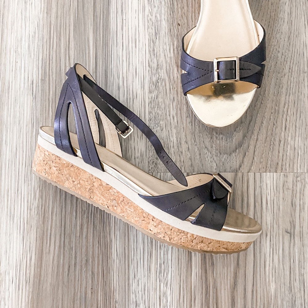 JIMMY CHOO Cork Platform Leather Sandals size 39